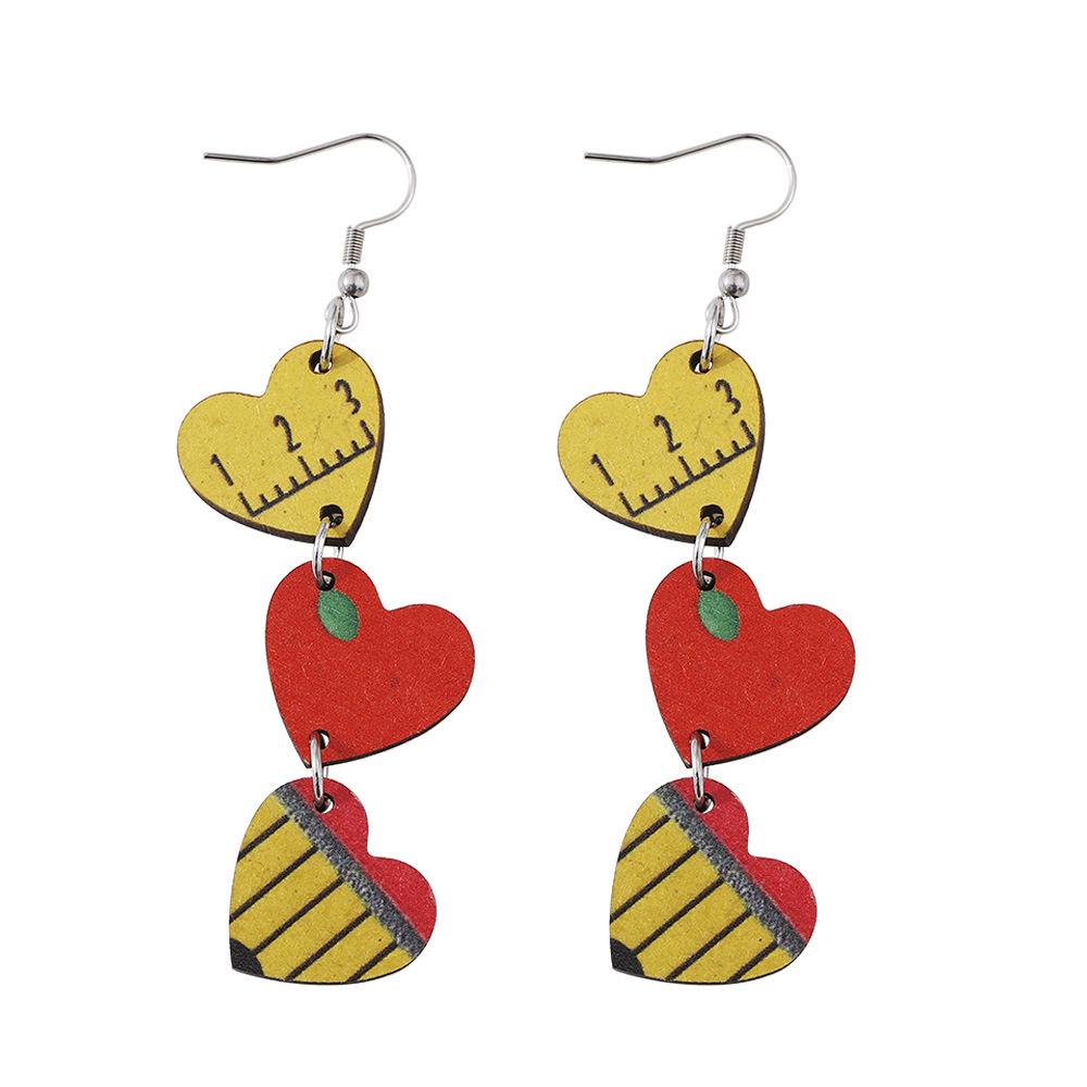 

Личность Apple Pencil & Линейка Серьги-сердечки: Двусторонние деревянные серьги для выпускного и возвращения в школу, идеально подходят для студентов и учителей