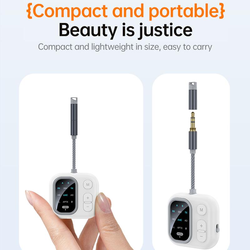 2 in 1 aptX-Adaptive AD/HD/LL AAC Bluetooth Audio Transmitter Receiver 3.5MM AUX HiFi Music Multipoint Airplane Wireless Adapter