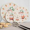 12/18/24/30cm Nordic Style Minimalist Thread Rabbit Carrot Placemat Pattern Household Cotton Anti-Scalding Cup Mat