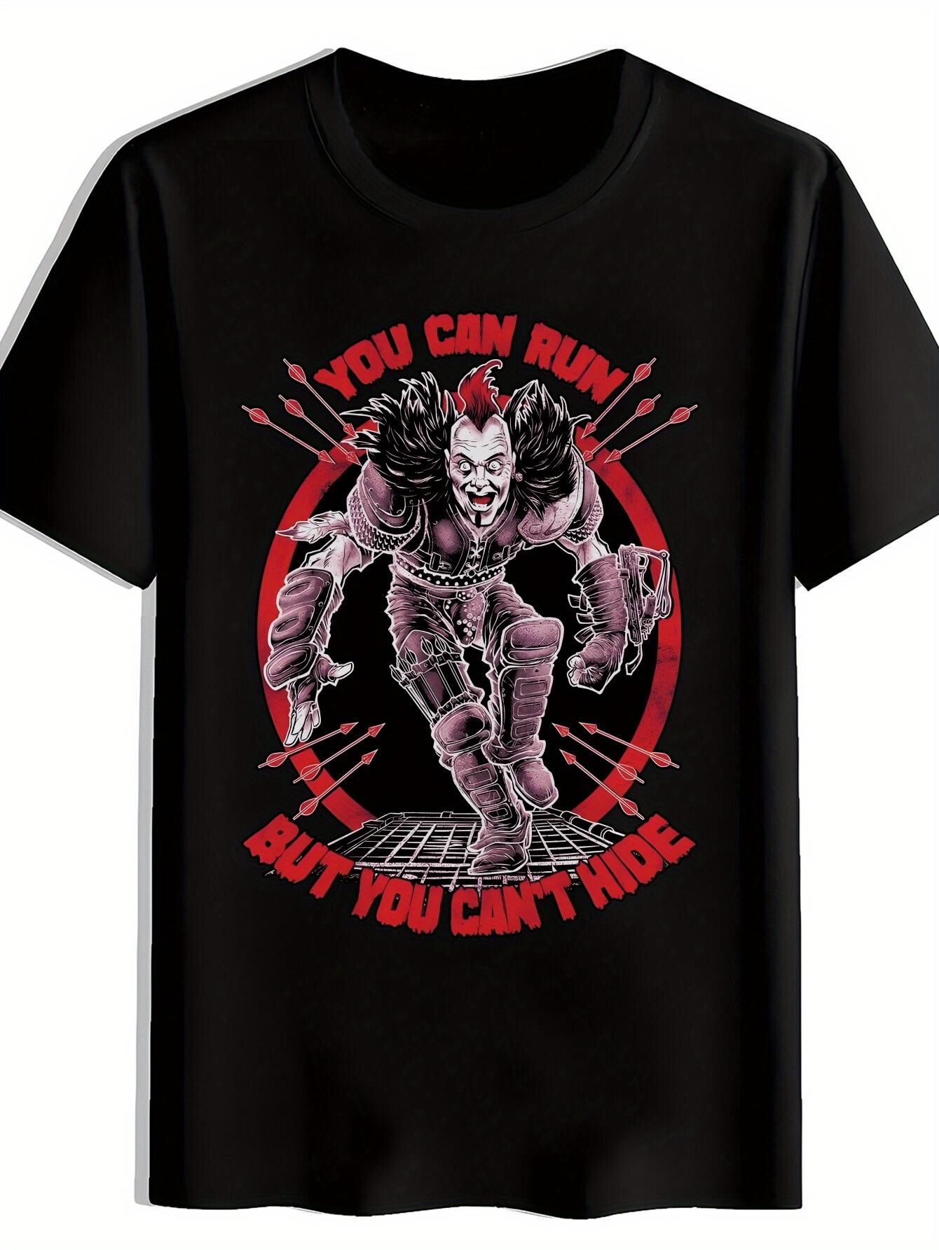Vintage Heavy Metal Graphic T-shirt - Black Punk Rock Tee with You Can Burn But You Can t Hide Design - Concerts S