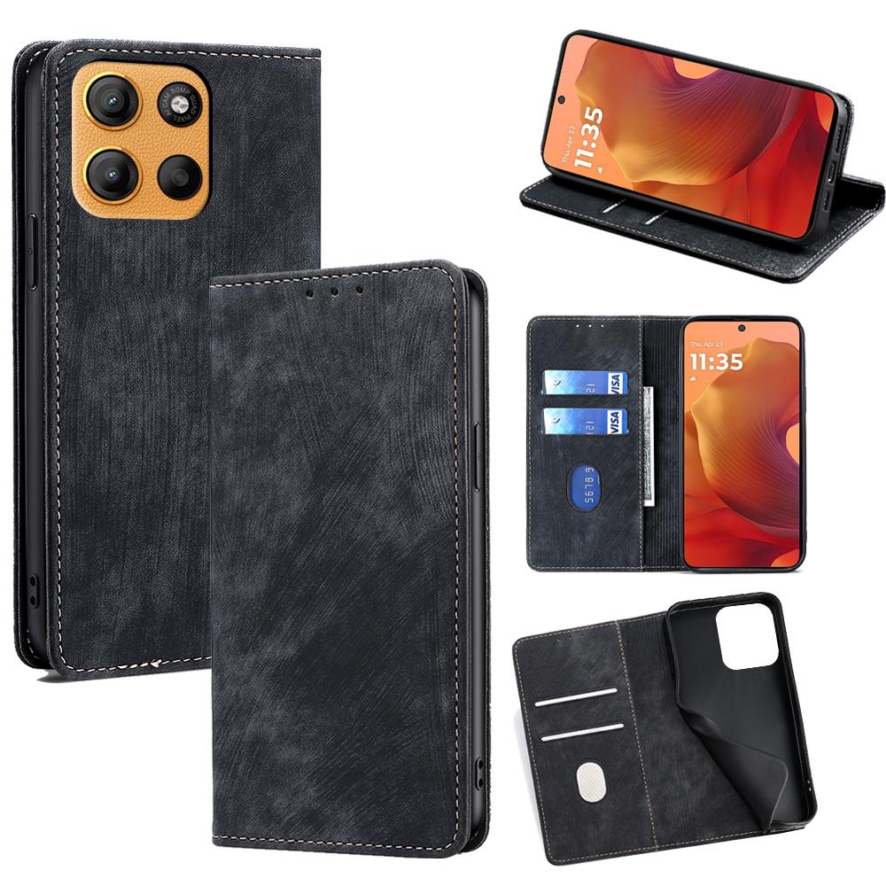 Etui portfelowe ze skóry na telefon Motorola Moto G15 4G/Moto G15 Power 4G z blokadą RFID