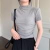 Semi-turtleneck Short-sleeved T-shirt Women's Summer New Bottoming Shirt with Slim-fit Short Student Top