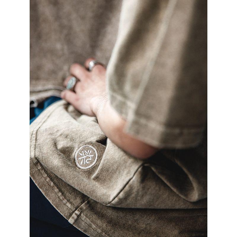 Madden Distressed Batik Khaki Casual Half Sleeve Parka