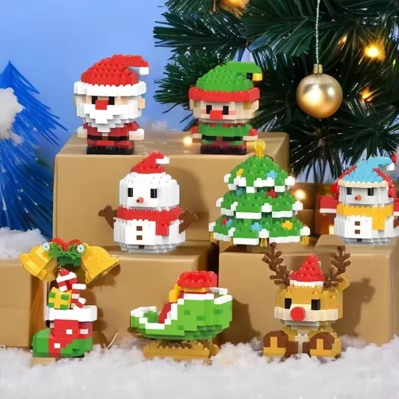 Vánoční dárky Série mikro stavebních bloků Santa Claus Sob Skládačka Sestavování kostek Stolní dekorace Hračky Děti
