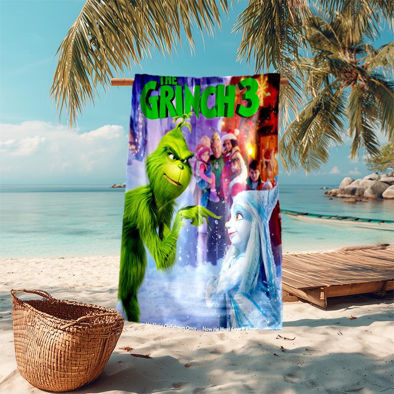 Christmas Gift Oscar Comedy Movie How the Grinch Stole Christmas Soft Beach Towel Outdoor Camping Vacation Swinging Beach Scarf Decorative Blanket B18
