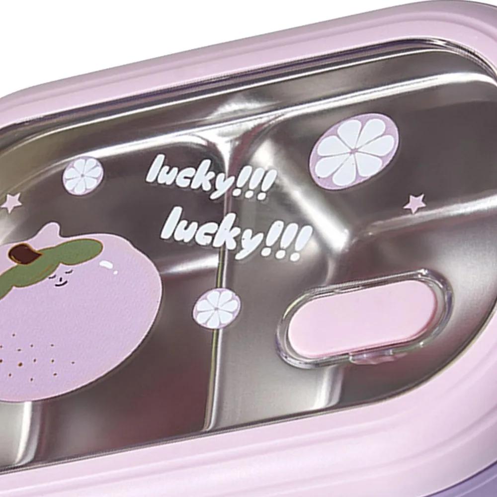 Bento Lunchbox Tragbar Sicher Auslaufsicher Unterteilt Edelstahl Thermische Lunchbox für Studenten Schule Büro Lila