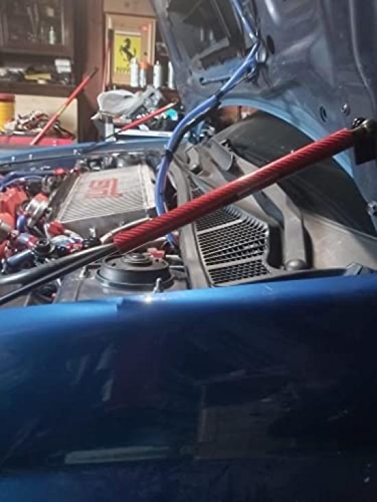 KUNSYOUKIM Bonnet Hood Damper Set Carbon for Subaru Impreza Series Generation Vehicle Modification Inspection Set (Red Fiber) GD/GG (2nd Sedan/Sport