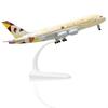 Échelle 1/300 20cm Avion Jouet en Métal Moulé Sous Pression Kit Modèle Avion Modèle Etihad A380 Sky Jumbo avec Support pour Collections et Présentoirs