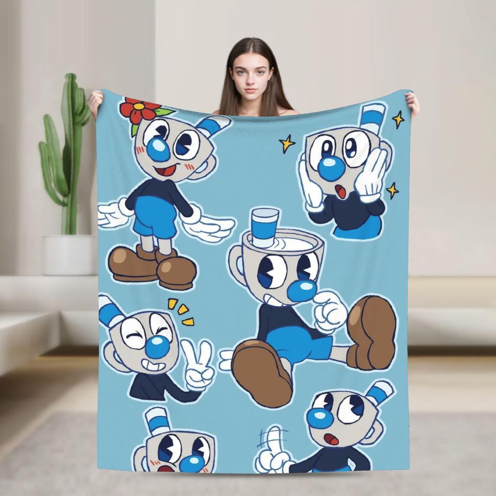 Cuphead and Mugman Blankets Fleece All Season Retro Games Multifunction Warm Throw Blanket for Bed Couch Bedspread