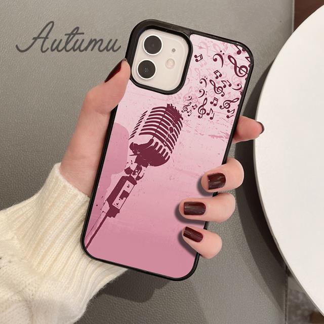 Cool Music Microphone Phone Case for iPhone 11 12 13 14 Pro Max Mini X XR XS SE 2020 6 7 8 Plus Samsung Galaxy S21 S22 Shell