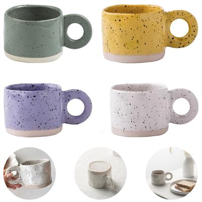Ceramic Splash Ink Coffee Cup Korean Ins Style Irregularity Home Office Mug Breakfast Milk Juice Tea Handle Cup Gift Drinkware