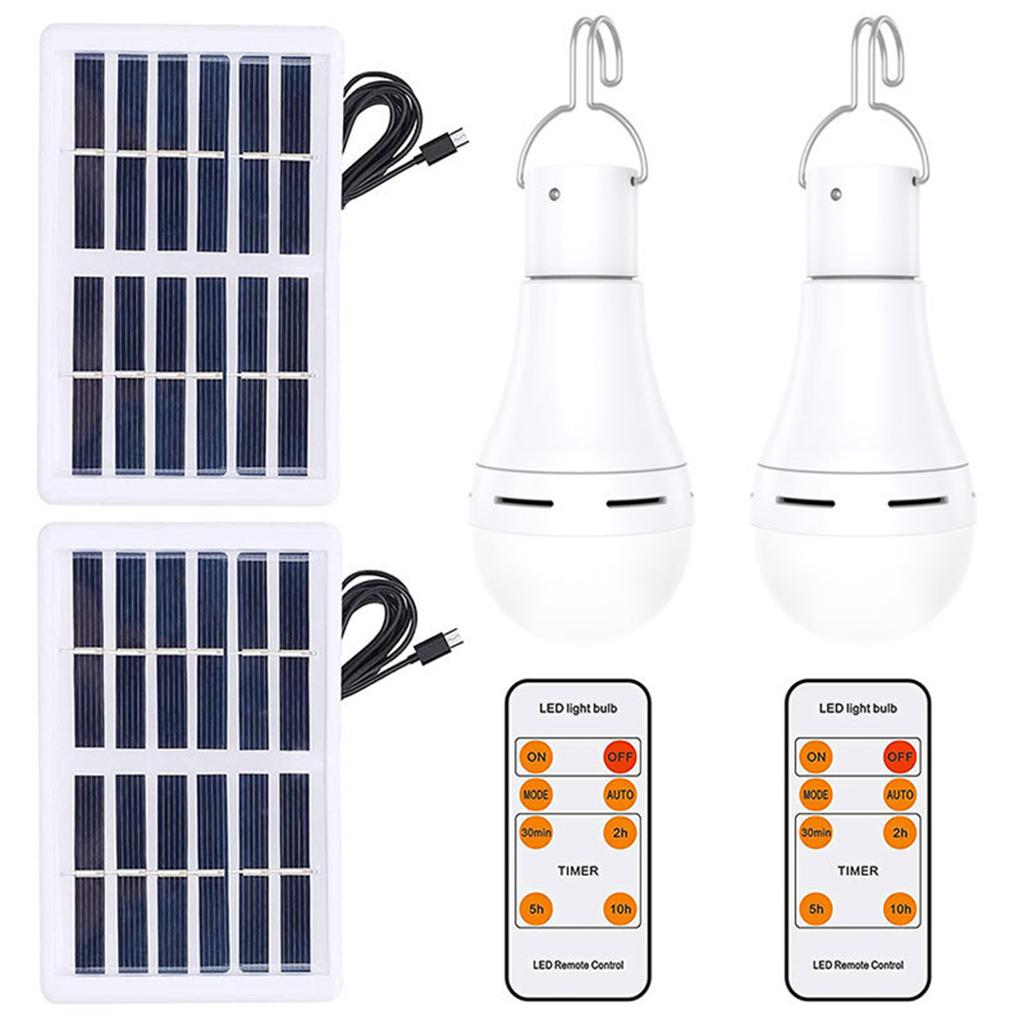Solar Powered LED Bulb Indoor Outdoor Emergency Light Bulb Portable Night Markets Camping Light