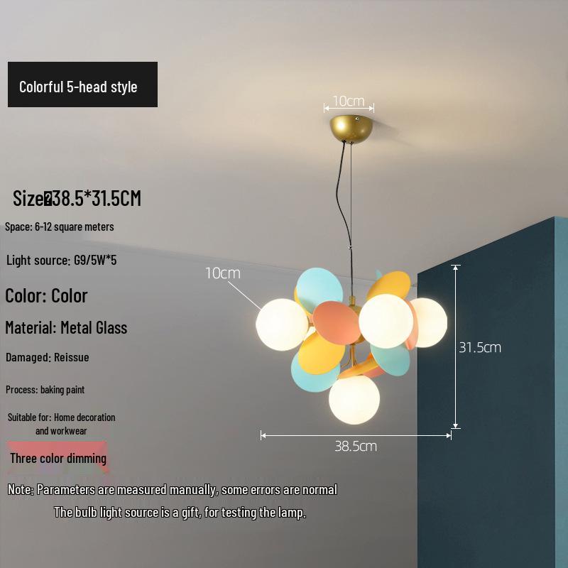 

Nordic Colorful Designer Chandelier: Creative Lighting for Restaurant, Living Room, or Warm Bedroom Without Light Source