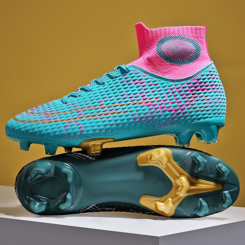 Football Shoes Men's Broken Nails High Top Adult Student Long Nails Youth Artificial Grass Training Shoes