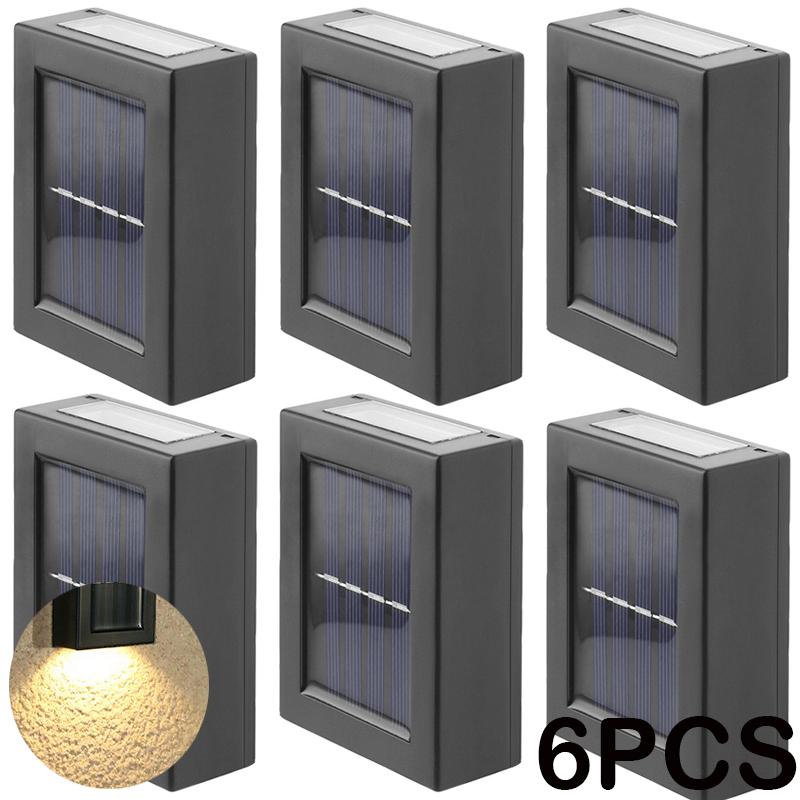 8PCS LED Solar Wall Lamp Outdoor Waterproof Up and Down Lighting Garden Decoration Solar Lights Stairs Fence Sunlight Lamp