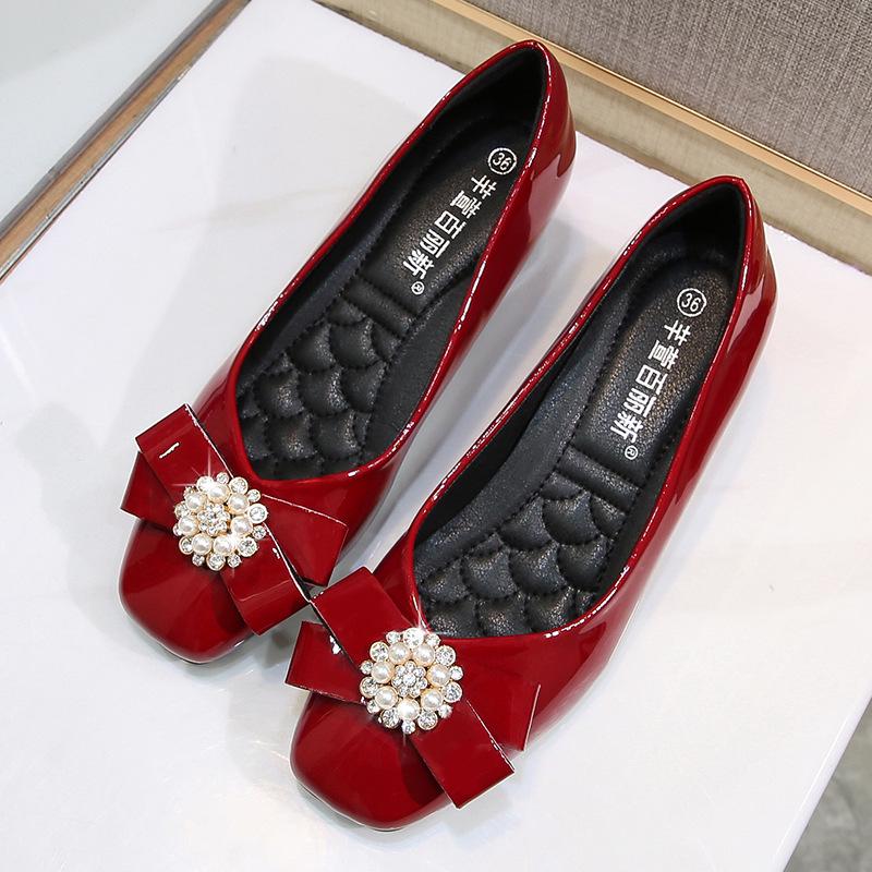 Bean Bean 2026 Women s Spring Patent Leather Wedge Heel Loafers - Soft Sole, Square Toe, Shallow Mouth, Inner Heightening. 39