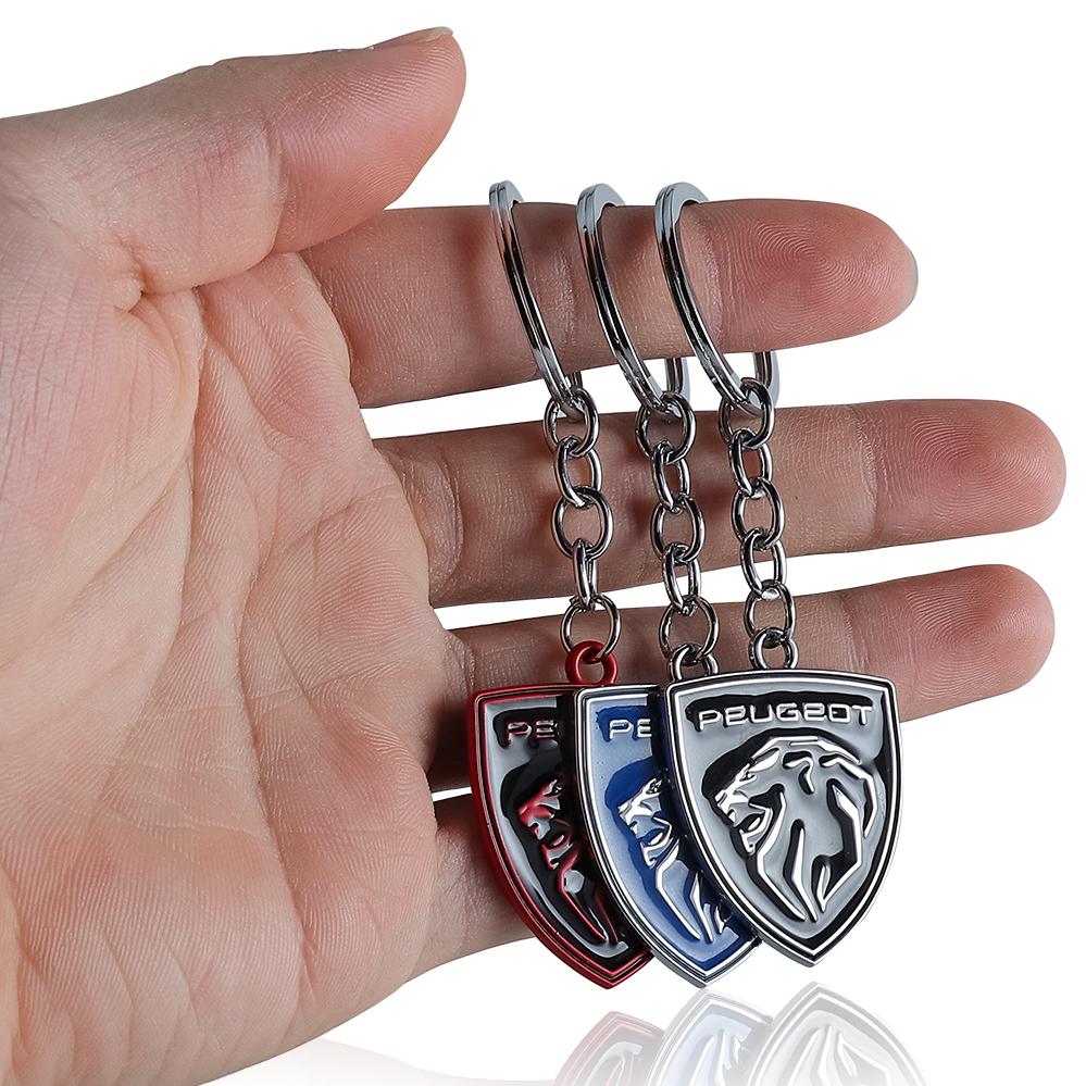 2026 Het Bilklistermärke Läder Metall Bil Logotyp Nyckelring Nyckelringspänne För PEUGEOT 206 208 3008 308 207 508 107 307 408 50