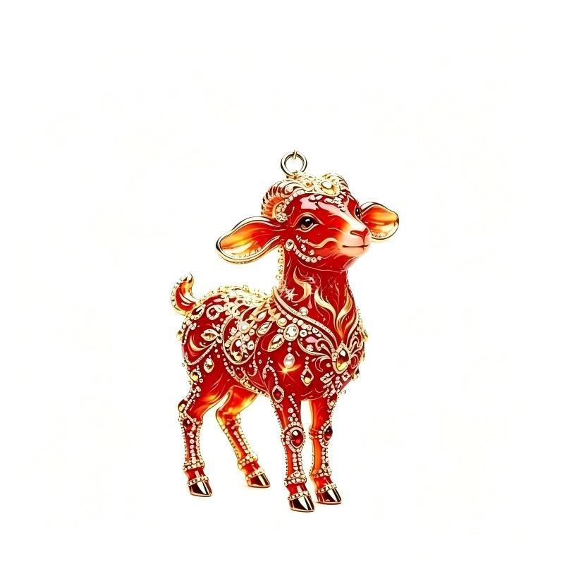 2D Flat Goat Hanging Ornament Acrylic Shining Goat Pendant Simulation Artificial Rhinestone Christmas Tree Ornament Bag Charms