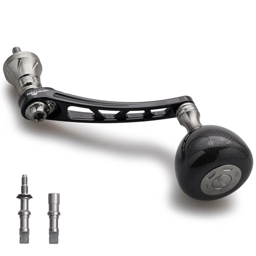 

HEIGHTEN 65-70mm Adjustable Reel Handle with 36mm Carbon Knob for Shimano and Daiwa Spinning Reels, Carbon Drum Series (Black & Gunmetal) (1177)