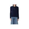 Polo Logo Embroidered Pullover Long Sleeve Polo Shirt Women Tops Blue 211959100-004