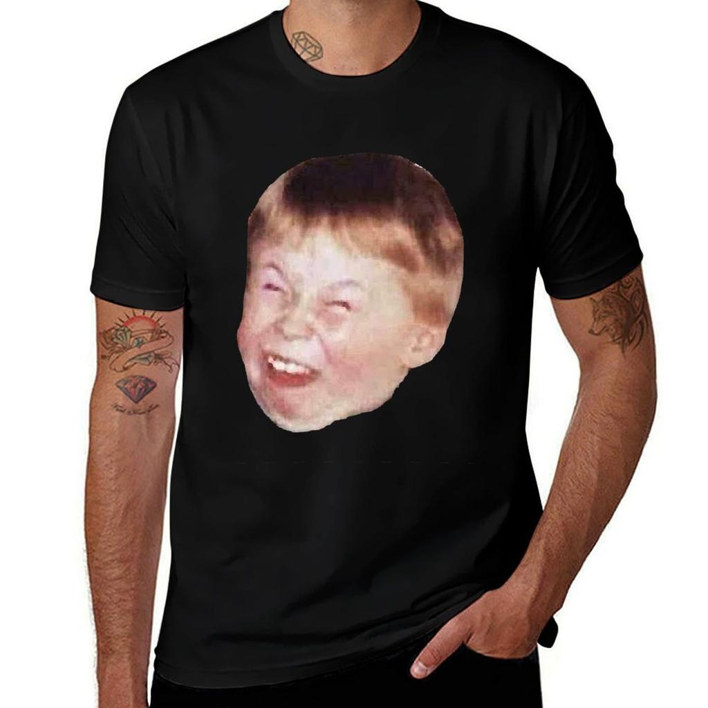 Little Kid Redhead Fat Laughing Mocking Funny Meme Face Classic TShirt Basic Short Sleeve Cotton Blend TShirt
