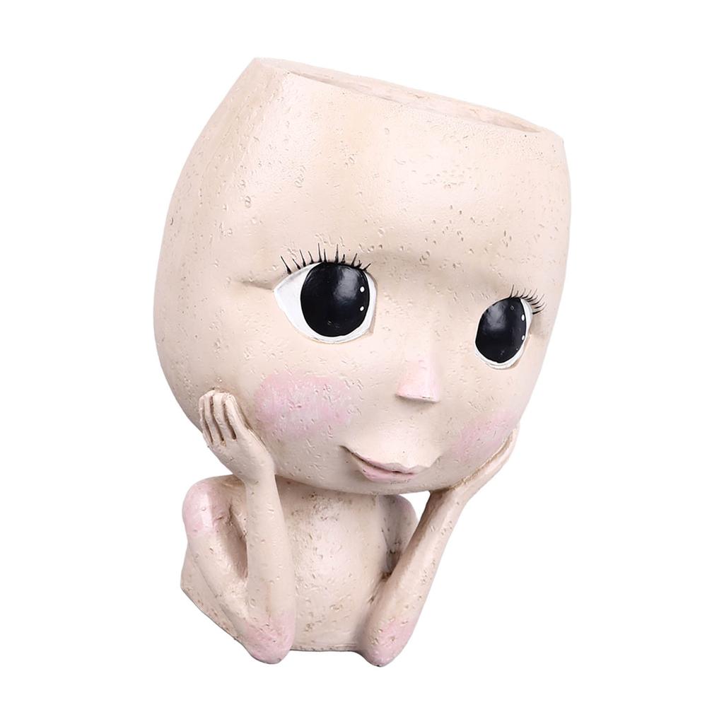 Ansiktskrukor Stor Kaliber Harts Dräneringshålsdesign Kreativt Huvud Suckulentplanteringskruka för