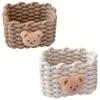 2 Stück Kawaii Kleiner Bär Kleiner Aufbewahrungskorb Korea Schreibtisch Dekorative Seil Gewebter Regal Korb Niedlicher Weicher Tisch Kleinkram Organizer
