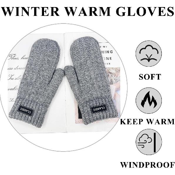 Beurlike Winter Mittens Gloves for Women Warm Fleece Lining Knit Thick Gloves for Cold Weather