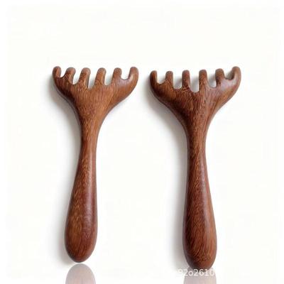 Sandalwood Six-Claw Antler Comb for Meridians and Scalp Acupoint Therapy