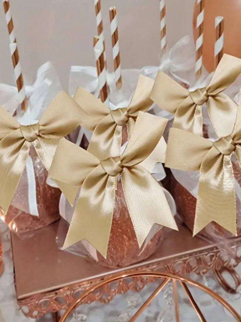 50pcs, Ribbon Bow Craft Bow Pink White Floral Gift Tie Wedding Decoration Bow Bow DIY Birth Party Baking Decoration