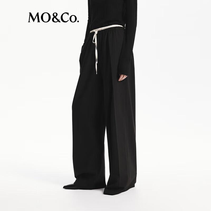 MO&Co. Drawstring Double Waistband Straight Leg Casual Pants