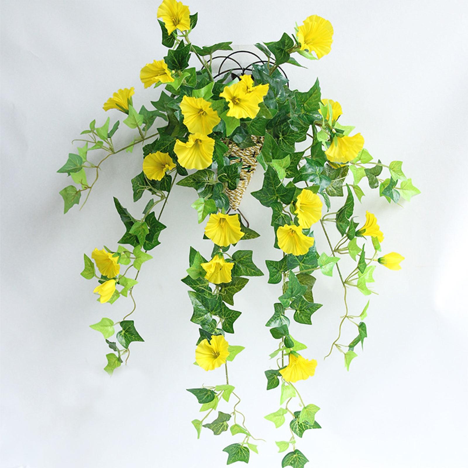 

24 пучка искусственных ипомеи, устойчивые к ультрафиолетовому излучению искусственные уличные цветы для подвесных цветочных горшков и оконных украшений в помещении/на открытом воздухе One Size
