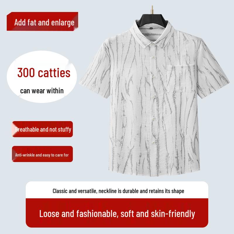 DIBINZE Men s Plus Size Printed Short Sleeve Shirt L