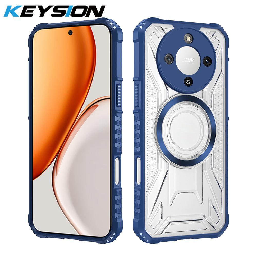 

Прозрачный магнитный чехол KEYSION для HONOR X9d 5G Силикон+ПК Ударопрочная задняя крышка для телефона для Huawei Magic 8 Lite 5G for Honor X9d синий