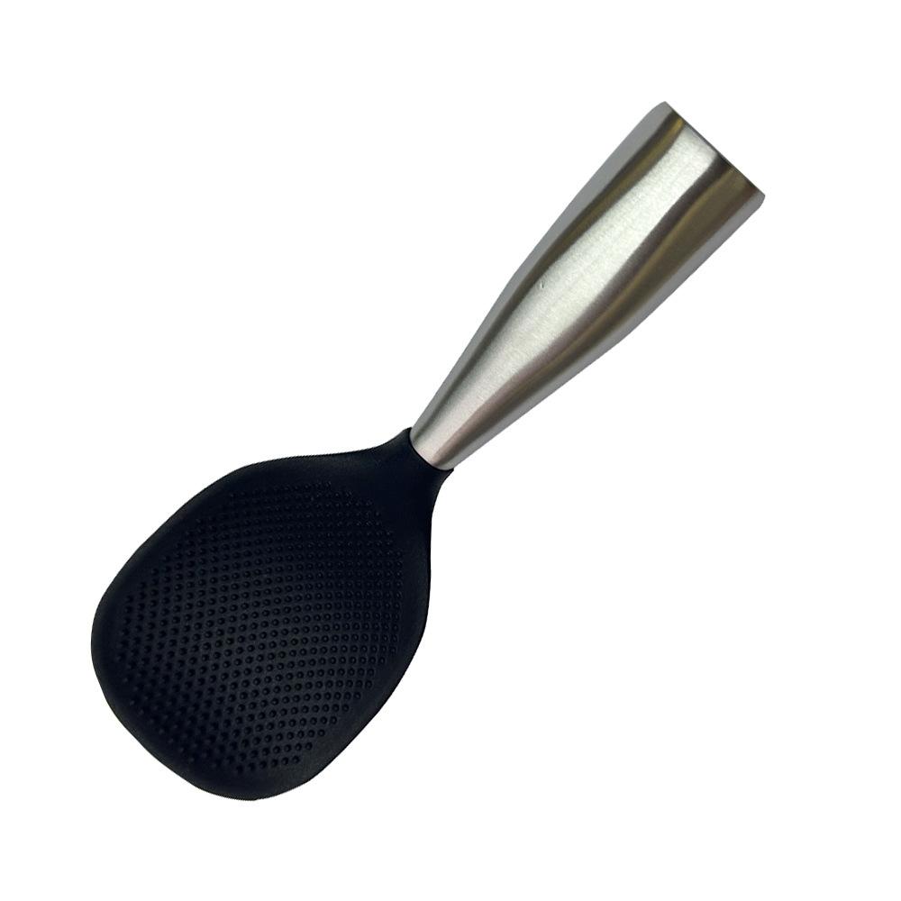 

Food Grade Silicone Spoon Stainless Steel Handle Non Stick Non-slip Rice Spoon High Temperature Resistant Spoon Kitchen Gadgets