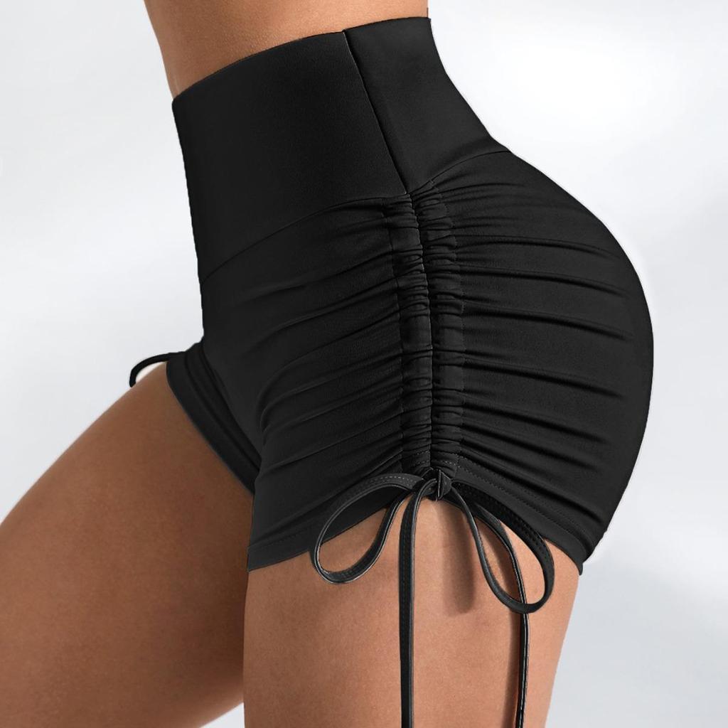 2024 Summer Women's High-Waisted Pleated Tie-Up Yoga Running Shorts