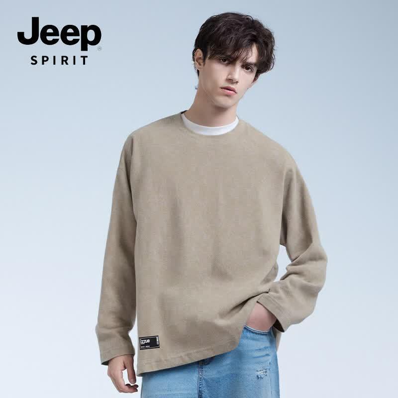 JEEP SPIRIT Men's Classic Crew Neck Long Sleeve Tee