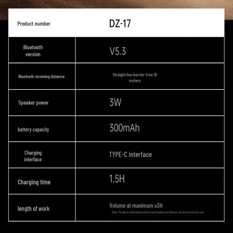 Sayrelances Portable Bluetooth Speaker Subwoofer DZ-017 CN plug (adapter included) (CN version)