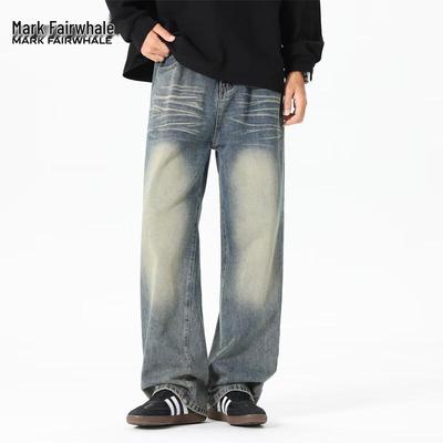 Jean Droit Décoloré à Moustaches de Chat pour Homme Mark Fairwhale