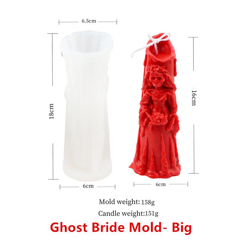 Ghost Bride Candle Mold Food Grade Silicone Craft Easter Horror Groom Skull Wax Plaster Model Resin Making Tools Halloween Decor