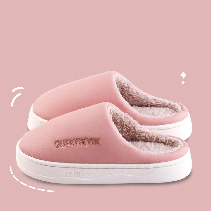 Waterproof cotton slippers for men anti slip for winter suitable for home use thick soled cotton slippers for women