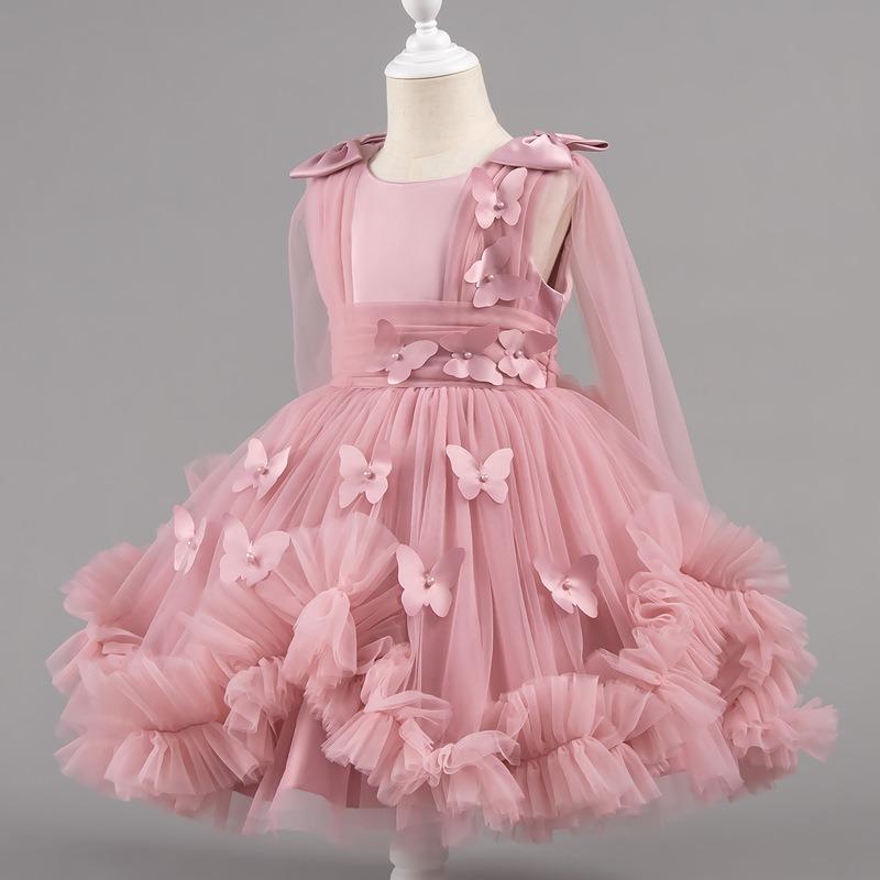 Little Girls Puffy Tulle Princess Dress For Birthday Wedding Stage Performance