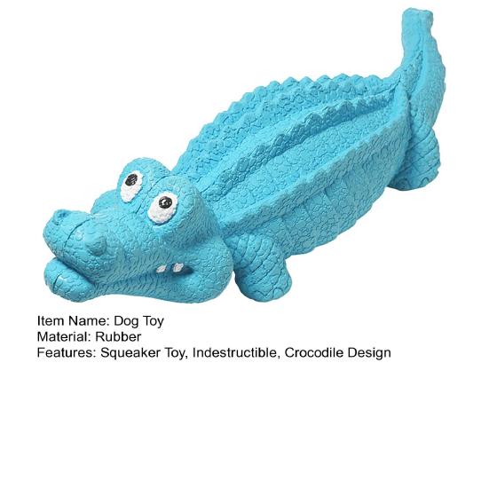Dog Chew Toy for Aggressive Chewers Indestructible Rubber Squeaky Crocodile Puppy Teething Toy for Large Medium Small Breed To Keep Them Busy