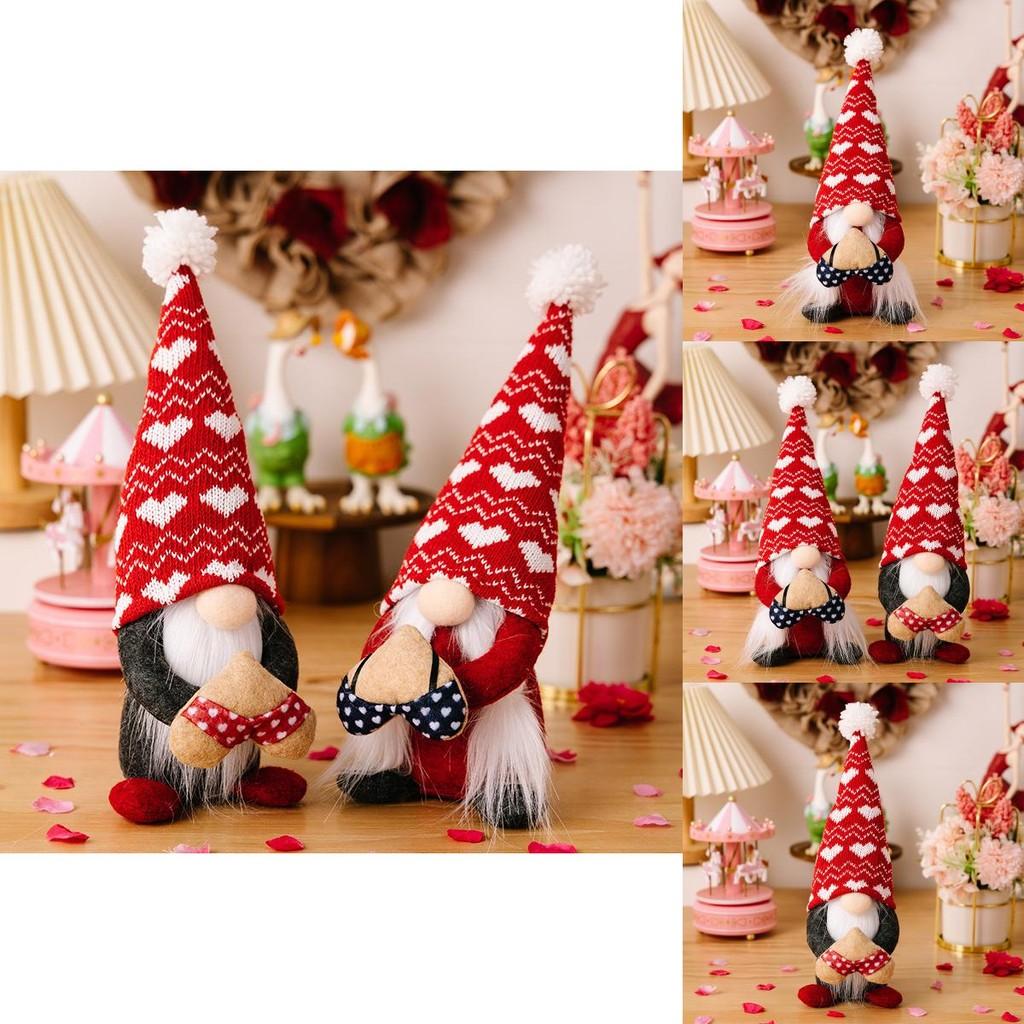 Charming Polyester Knit Valentines Day Doll Collection Featuring Heart Hats For Couples