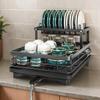 Multifunctional Kitchen Countertop Dish Rack with Storage for Bowls, Chopsticks, Plates, and Cutlery
