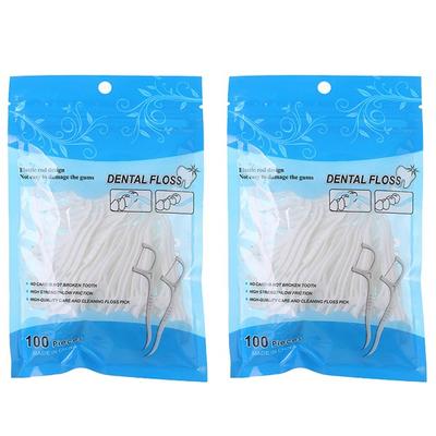 White Disposable Smart Pouch Type Dental Floss 8.5 X 2.5 Cm G7179, 100 Pieces, 2 Pieces