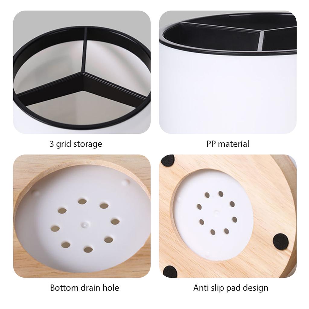 Redskapshållare Bestickavlopp Kök Bordsartiklar Förvaringshink Plast Ätpinnar Skedställ Avtagbar 3 Delad Silverbestick