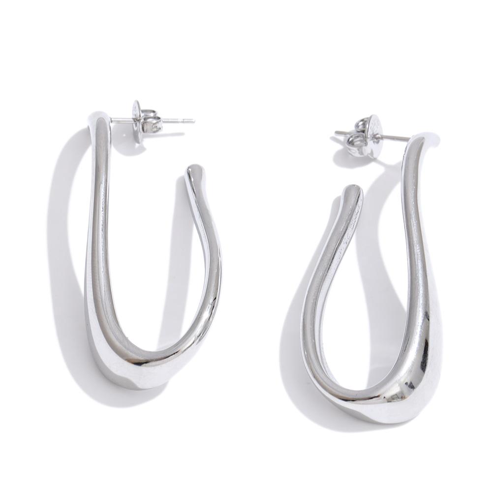 

Yhpup 316L Stainless Steel Geometric Big Huggie Earrings for All Occasions Waterproof Simple Daily Casual Jewelry