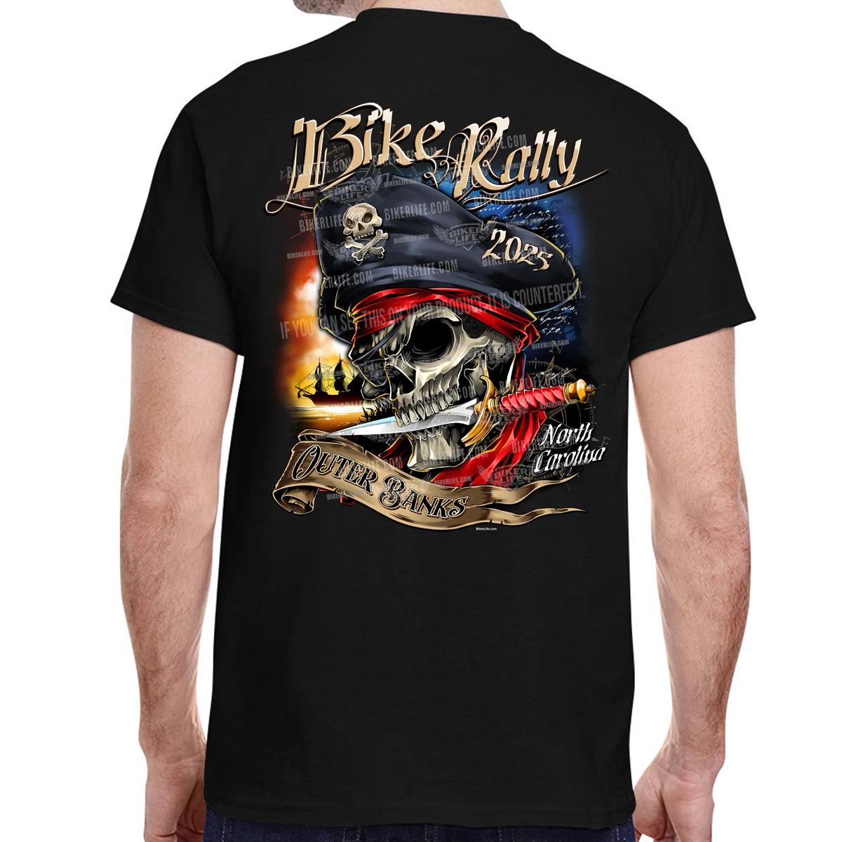 2025 Outer Banks Bike Rally Pirate Dagger T-Shirt No Harley L