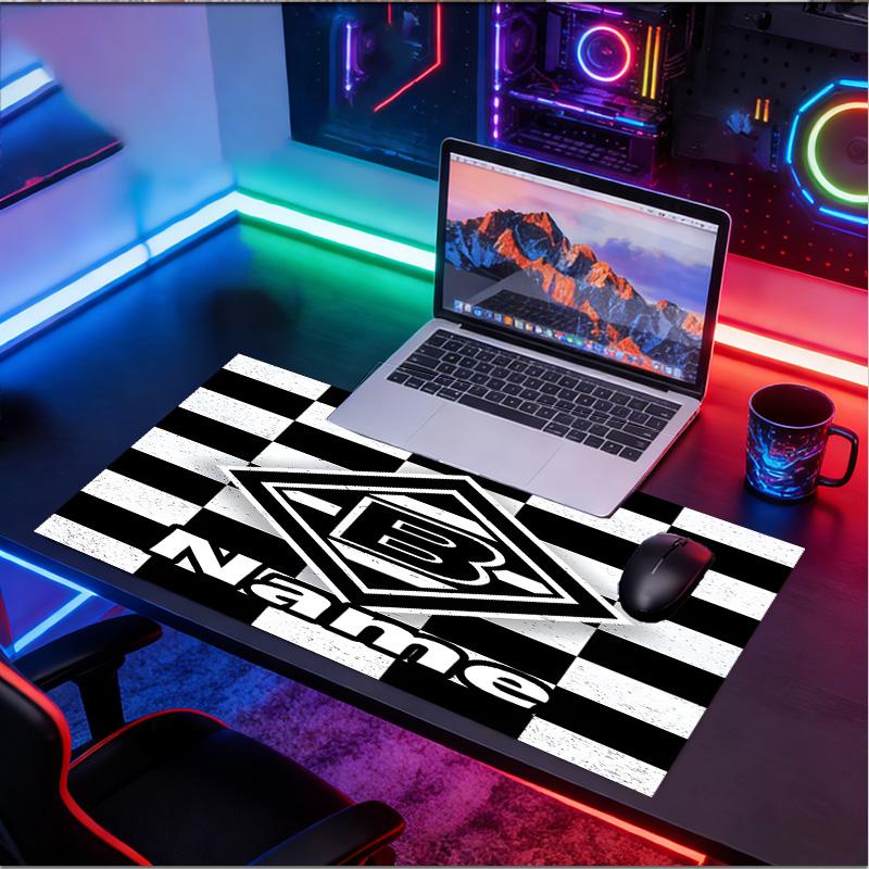 Custom Name Personalized Borussia Monchengladbach Pattern Mousepad, Laptop PC Desk Mat, Decorative Desk Mat for Home Keyboard Pad Gift